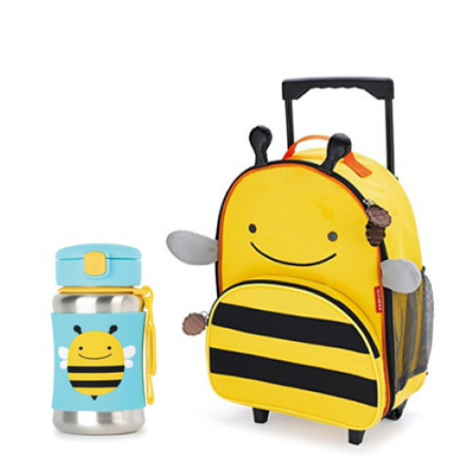 حقيبة ظهر بعجلات وزجاجة مصاصة من الستانلس ستيل بتصميم النحلة من سكيب هوب