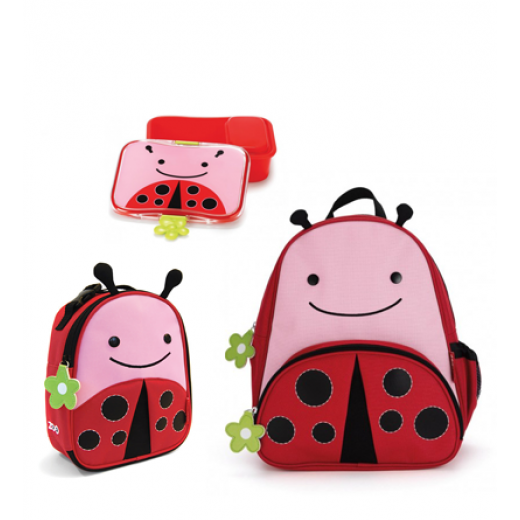 Skip Hop Zoo Little KId Backpack,Lunchie & Lunch Kit - Ladybug