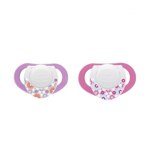 Chicco Physio Soother with Silicone ring, Pink Purple, 4m + 2pcs
