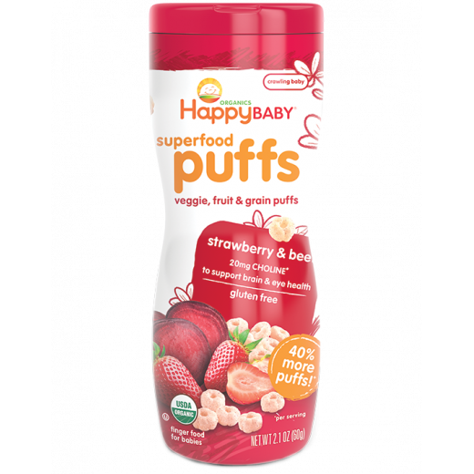 Happy Baby Puffs Strawberry & Beet - Gluten Free