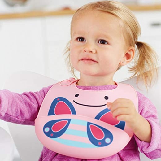 SkipHop Zoo Fold and Go Silicone Bib - Butterfly