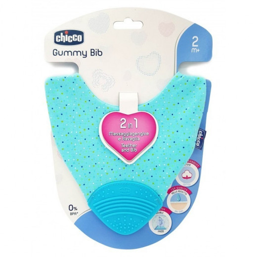 Chicco Gummy Bib Teething Ring with Bib 2 In 1 Blue  2m+