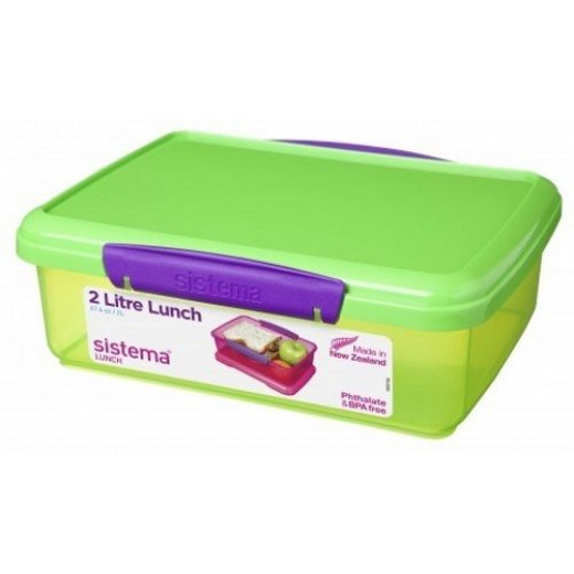 Sistema 2L lunch box storage container BPA-free , Green