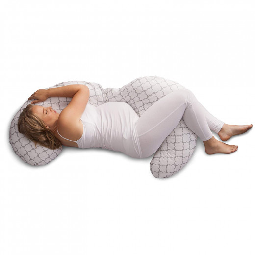 Boppy Slipcovered Pregnancy Body Pillow, Trellis, White