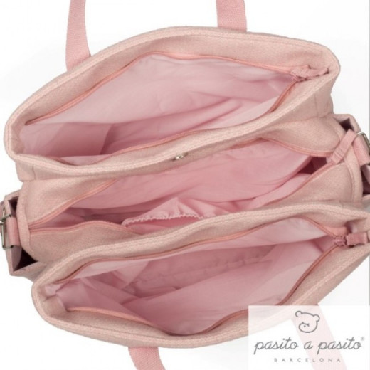 حقيبة حفاضات باللون الوردي البوهيمي مع وسادة تغيير من باسيتو باسيتو