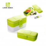Look Back Lunch Box for Kids Adults, 2 layers, Leak Proof, FDA Approved-Green