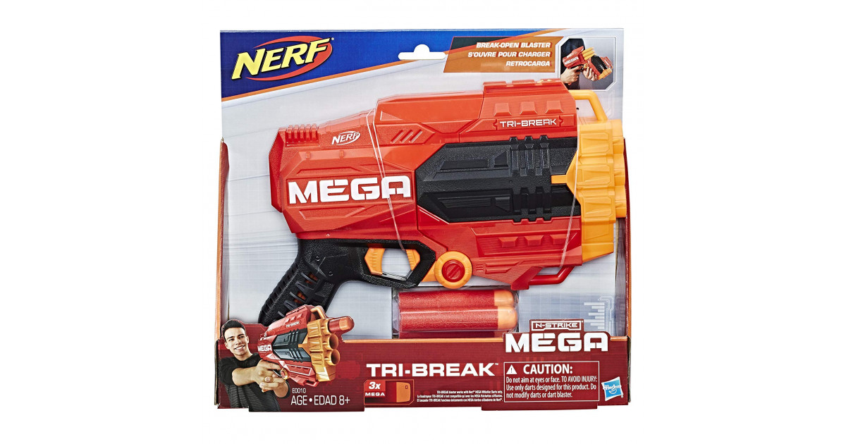 Nerf N-strike Mega Tri-Break, Includes 3 Nerf Mega WhIstler darts, Ages 8+