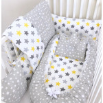 Anett Newborn Baby Bedding Set, Colorful Stars, Grey