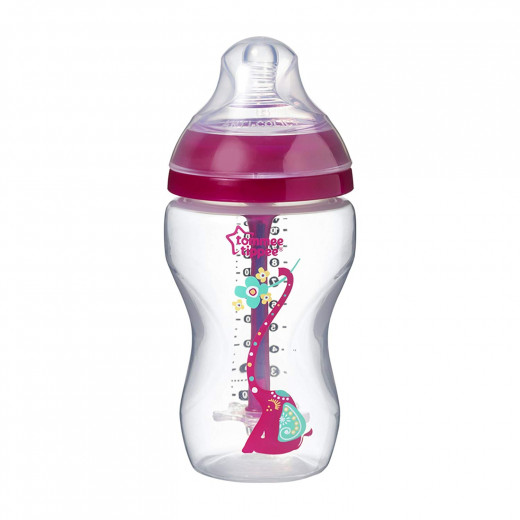 Tommee Tippee Advanced Anti Colic Decorated Bottle, Pink Color, 340 Ml