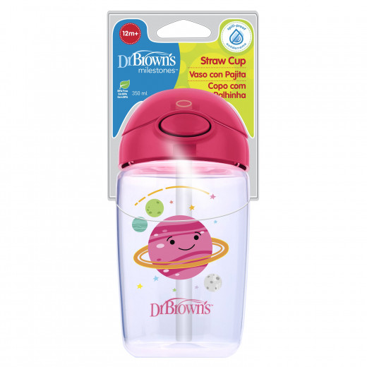 Dr Brown's Milestones Straw Cup with Lid, 350 ml, Pink