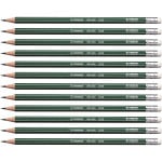 Stabilo Othello Pencil with Rubber Green with Stripes -12 Pencils