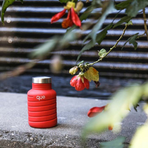 Que Collapsible Water Bottle, Bonfire Red, 355 ml