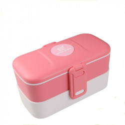 Look Back Lunch Box for Kids Adults, 2 layers, Leak Proof, FDA Approved, Pink
