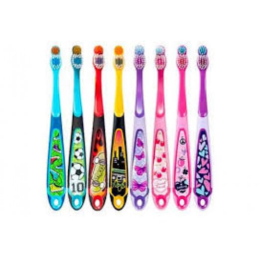 Jordan Children's Toothbrush Jordan Step 3 (6-9 years) Soft Brush with a Cap for Travel - باللون الأصفر