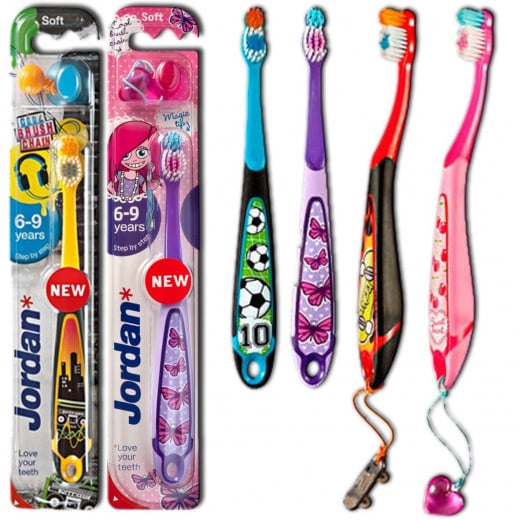 Jordan Children's Toothbrush Jordan Step 3 (6-9 years) Soft Brush with a Cap for Travel - Pink