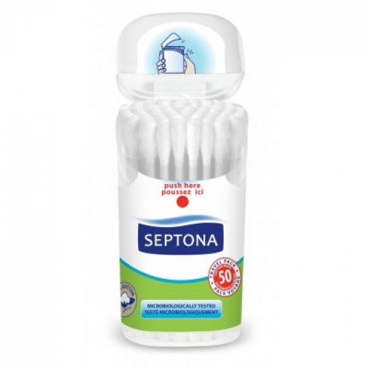 Septona 50 Cotton Buds in Plastic Pop-up Jar
