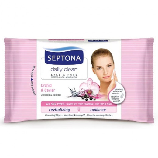 Septona Cosmetics Wipes, Orchid and Caviar, 20 pieces