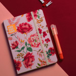 Mofkera Pink Floral Notebook with Rubber Band A6 Size