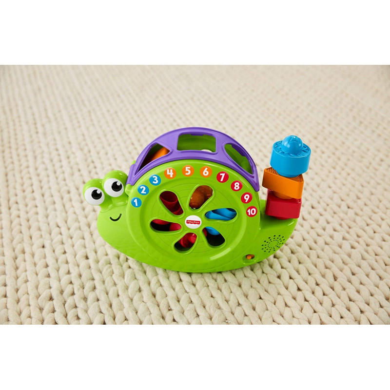 Baby shape-sorting and Block-stacking Toy Fisher-Price Rock and Sort Snail Pail 