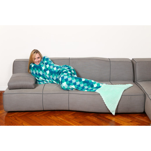 Kanguru sirena fleece mermaid blanket turquoise