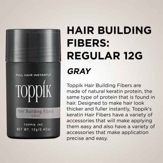 Toppik Hair Building Fibers, Gray, 12g