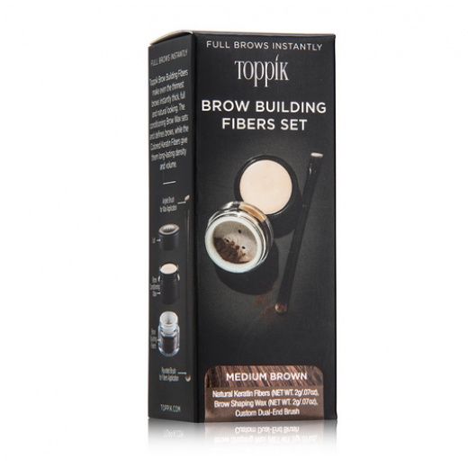 Toppik Brow Building Fiber Set, Medium Brown, 1 Each
