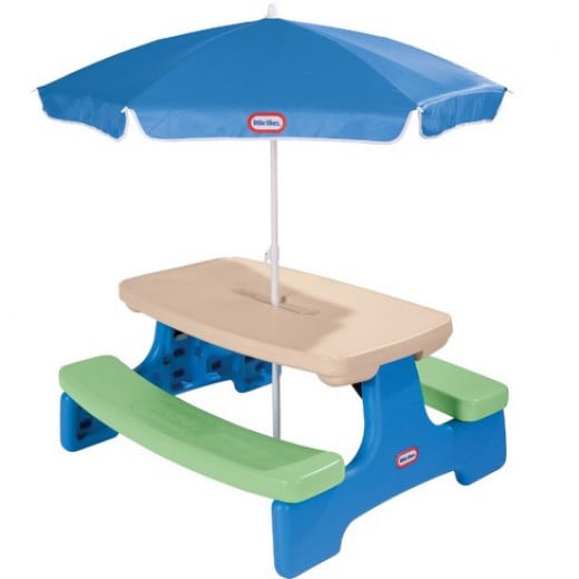 Little Tikes Picnic Table with Umbrella, Blue\Green