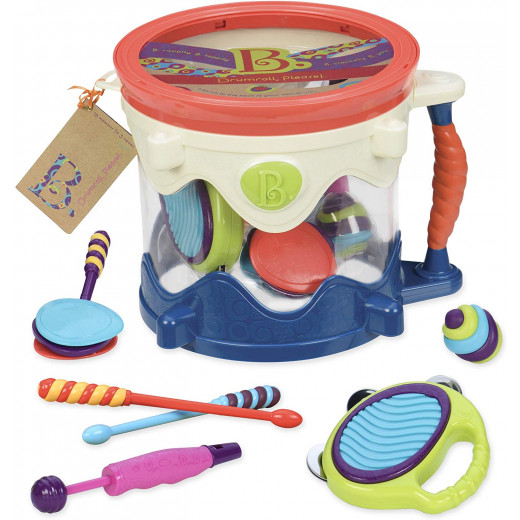 B. toys – Drumroll Please – 7 Musical Instruments Toy Drum Kit for Kids 18 months + (7-Pcs)