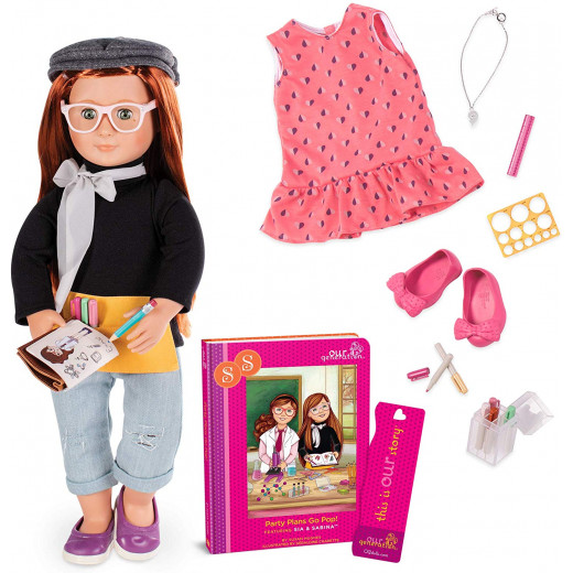 Our Generation by Battat- Sabina 18" Posable Deluxe Fashion Doll with Book & Accessories- for Age 3 Years & Up