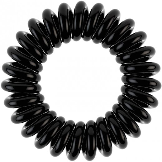 invisibobble POWER True Black, The Spiral Shaped Strong Grip Hair Ring, Black, 3 Hair Ties Per Packaging