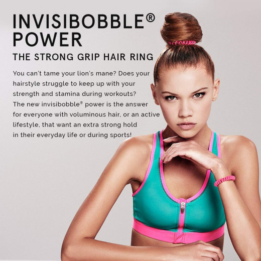 invisibobble POWER Hair Ties, Crystal Clear, 3 Pack - Extra Strong Grip, Suitable for All Hair Types