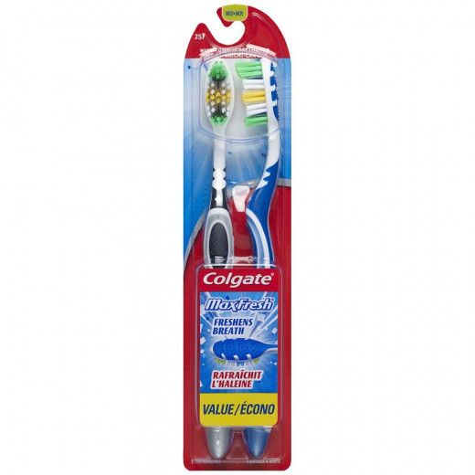 Colgate Max Fresh Full Head Adult Toothbrush, Medium - Twin Pack, Asserted Color