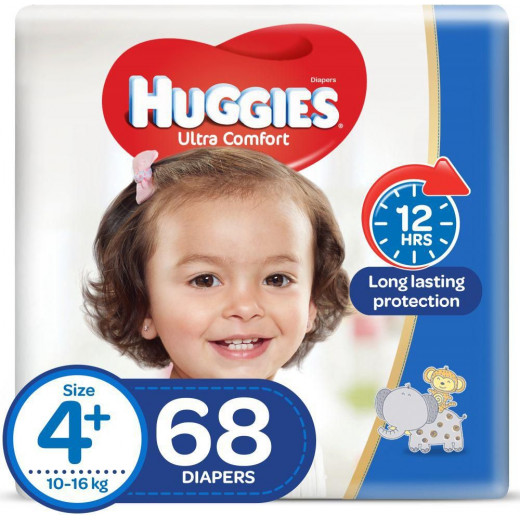 Huggies Mega Diapers Size +4, 68 diaper