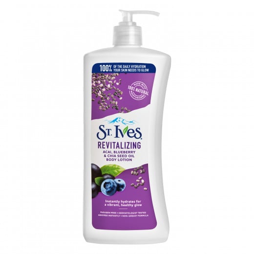 St. Ives Revitalizing Body Lotion Acai Blueberry Chia Seed Oil, 621 ml