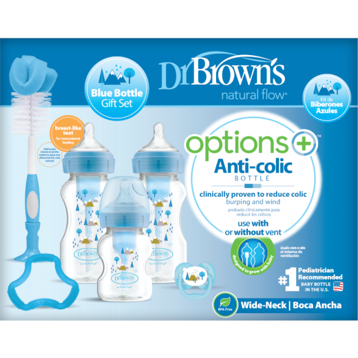 Dr Brown's Options Anti-Colic Baby Bottles Gift Set, Blue