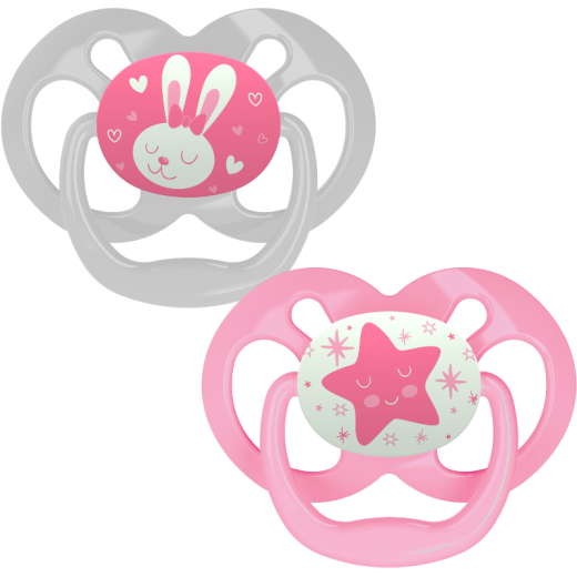 Dr. Brown's Advantage Pacifier - Stage 2, Glow in the Dark, 2-Pack, Pink