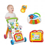 ICW Multifunctional Baby Sit-to-stand Plastic Music Walker (Multicolour)