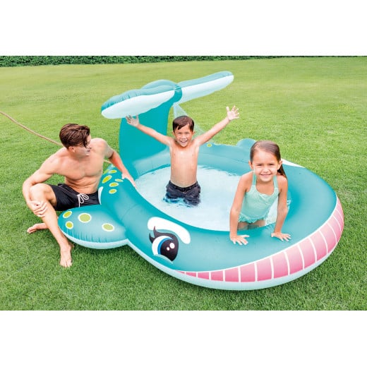 مسبح للأطفال بشكل الحوت مع نافورة مياه، 201 × 196 × 91  من إنتكس