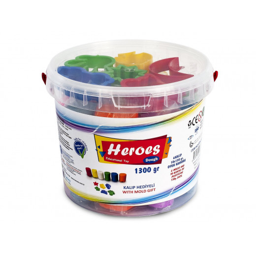 Heroes 10 Color Bucket Game Dough + 6 Mold