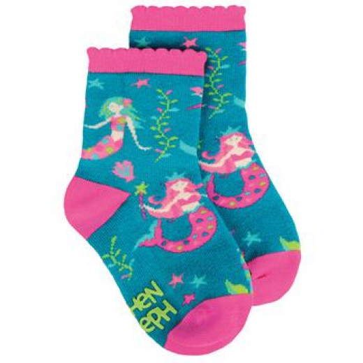 Stephen Joseph All Over Print Socks Mermaid Small