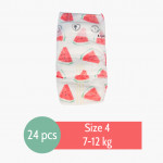Pure Born - Organic Nappy Size 4, Cyrine Limited Edition Print, 7-12 Kg, 24 Nappies, Watermelon
