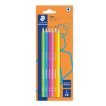 علبة تحتوي على 6 أقلام جرافيت اتش بي بألوان متنوعة