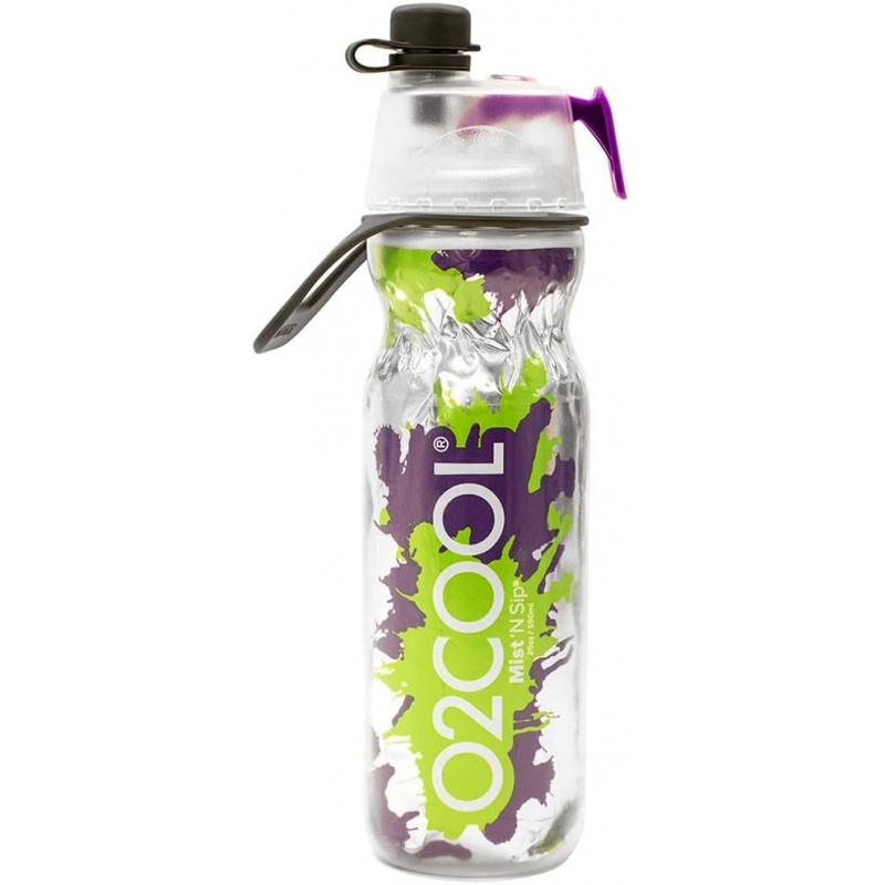 O2COOL ArcticSqueeze Insulated Mist N Sip Squeeze Bottle 20 oz. Green/Purple Splash 