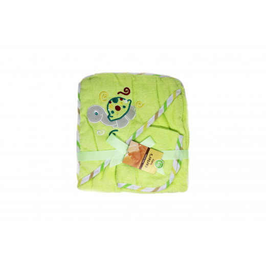 Carter's Baby Hooded Towel with Face Washcloth, Green