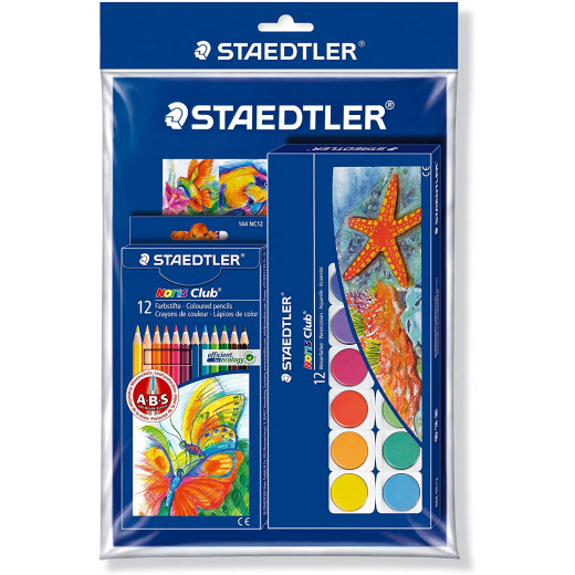 Staedtler Noris Club Painting Set with Colouring Pencils Paintbox and Free Painting Pad
