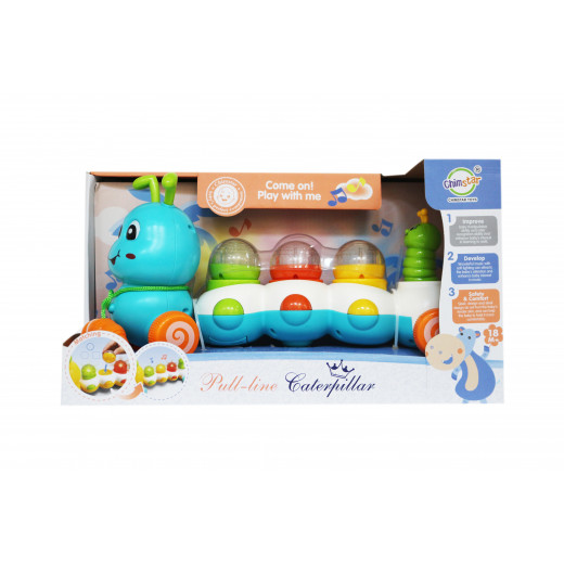 Pull Lime Caterpillar Toy Train, Blue