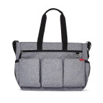 Skip Hop Diaper Bag Tote for Double Strollers with Matching Changing Pad, Duo Signature, Heather Grey