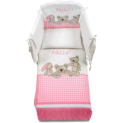 Italbaby 5 Piece Maxi Hello Bedding Set, Pink, One Size