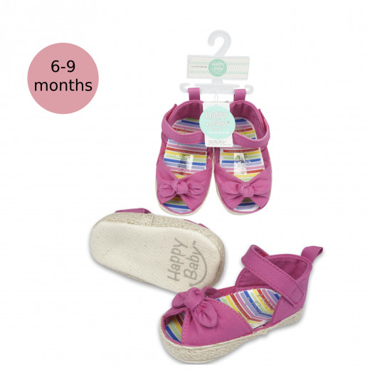 حذاء طفل بتصميم ببيونة معقودة من هابي بيبي, اللون الزهري, 6-9 أشهر