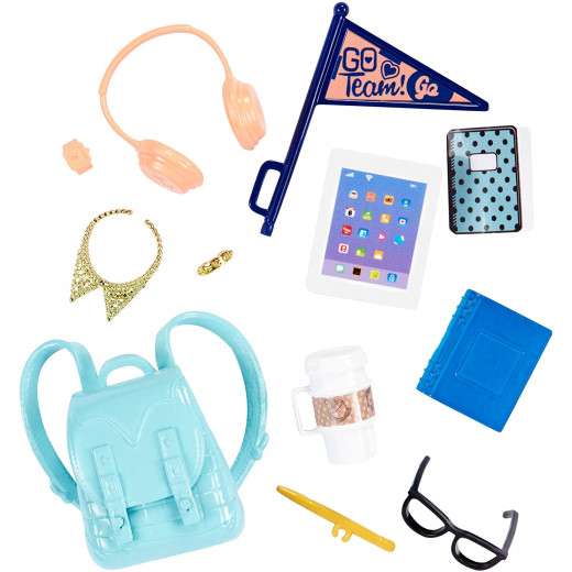 Barbie School Spirit and Tech Accessories, Tablet, Backpack, Coffee, Eyeglasses